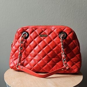 Kate Spade Orange / Red Qulited Leather Bag